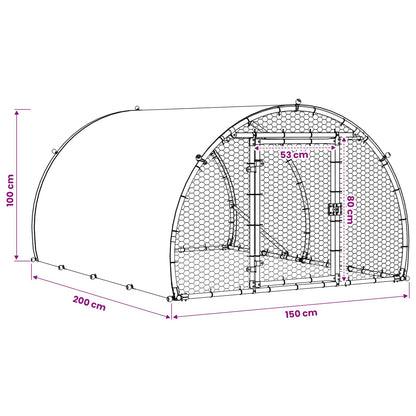 vidaXL Chicken Coop Silver 200 x 150 x 100 cm Galvanised Steel