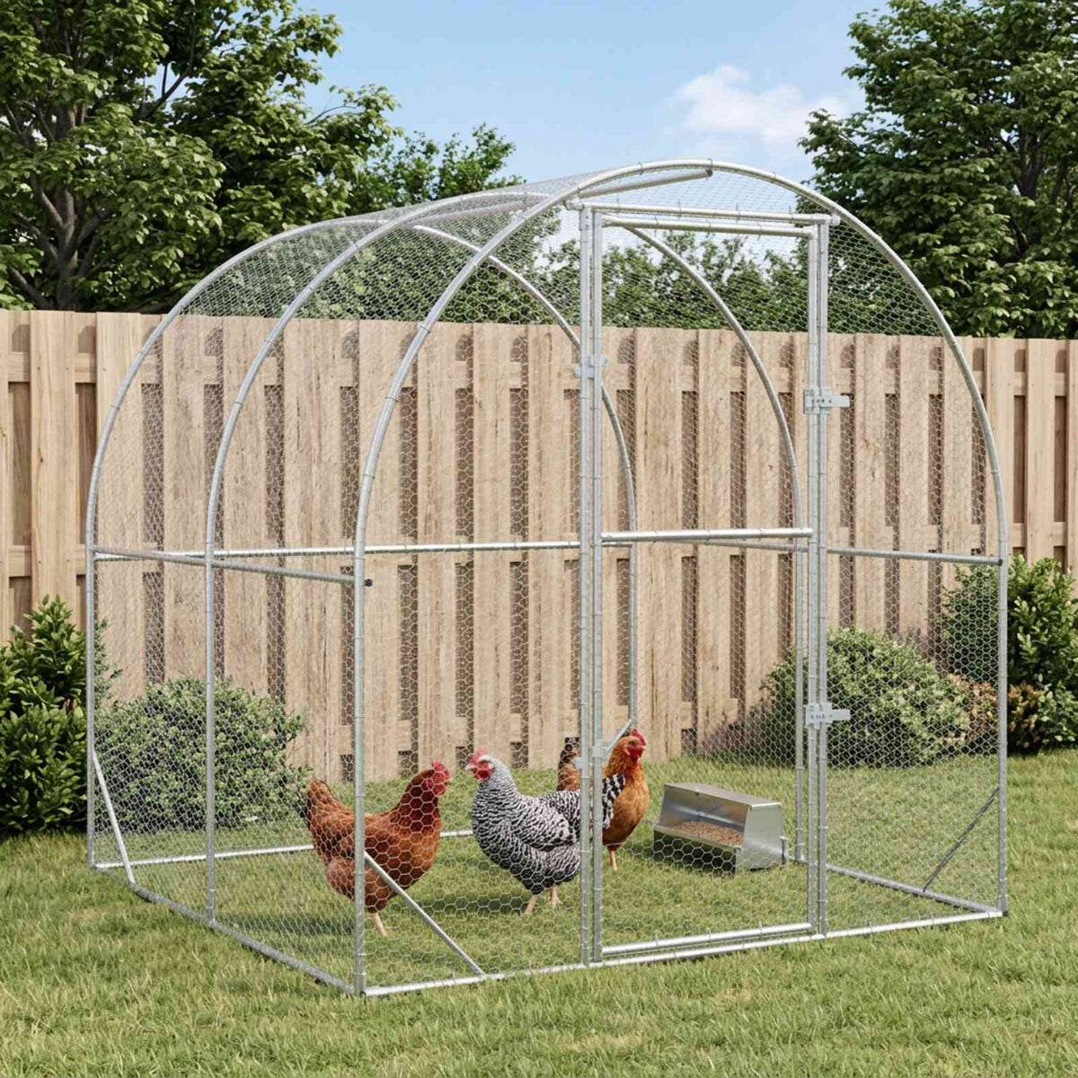 vidaXL Chicken Coop Silver 200 x 200 x 200 cm Galvanised Steel