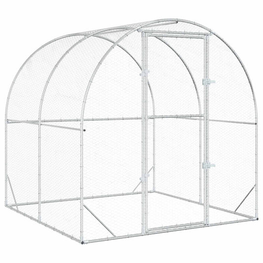 vidaXL Chicken Coop Silver 200 x 200 x 200 cm Galvanised Steel