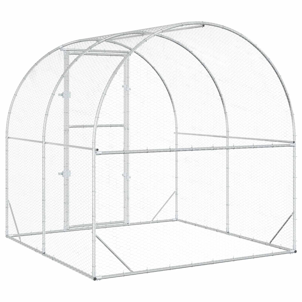 vidaXL Chicken Coop Silver 200 x 200 x 200 cm Galvanised Steel