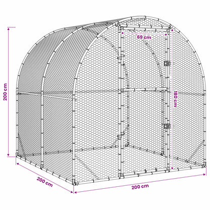 vidaXL Chicken Coop Silver 200 x 200 x 200 cm Galvanised Steel