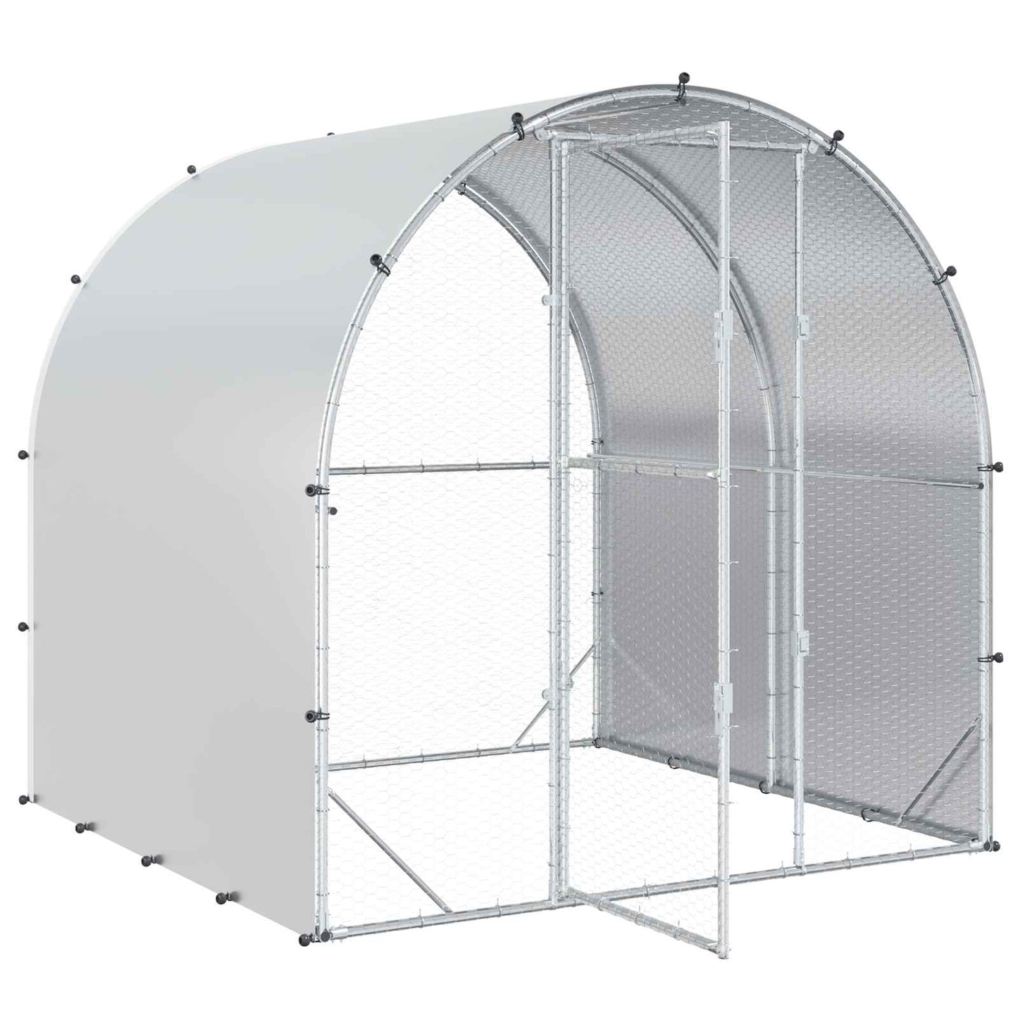 vidaXL Chicken Coop Silver 200 x 200 x 200 cm Galvanised Steel