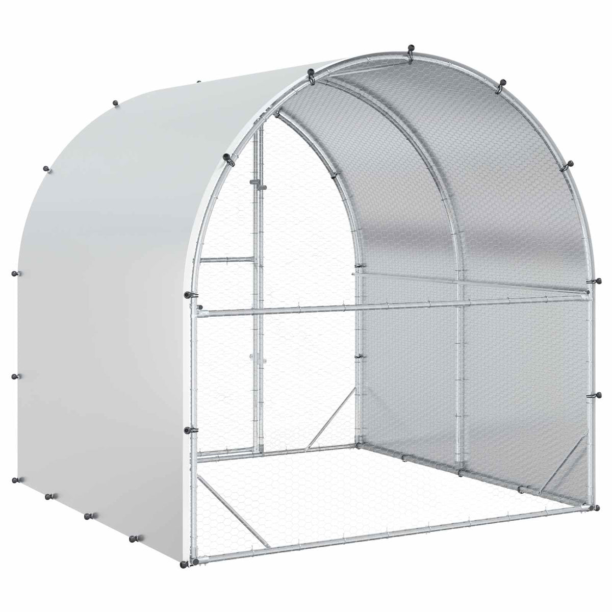 vidaXL Chicken Coop Silver 200 x 200 x 200 cm Galvanised Steel