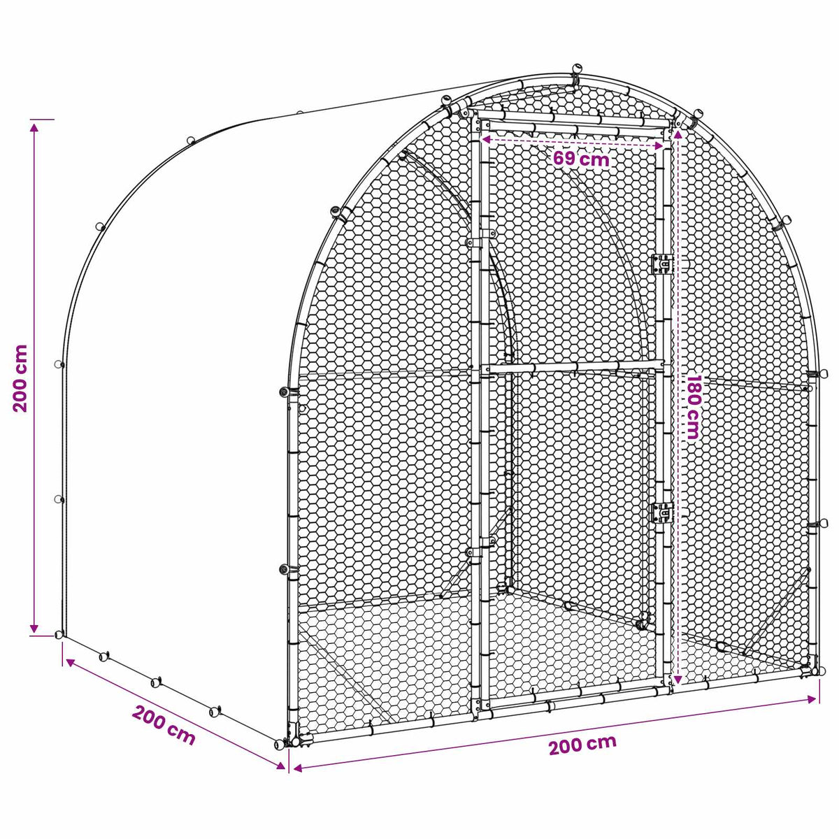 vidaXL Chicken Coop Silver 200 x 200 x 200 cm Galvanised Steel