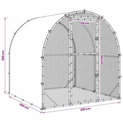 vidaXL Chicken Coop Silver 200 x 200 x 200 cm Galvanised Steel