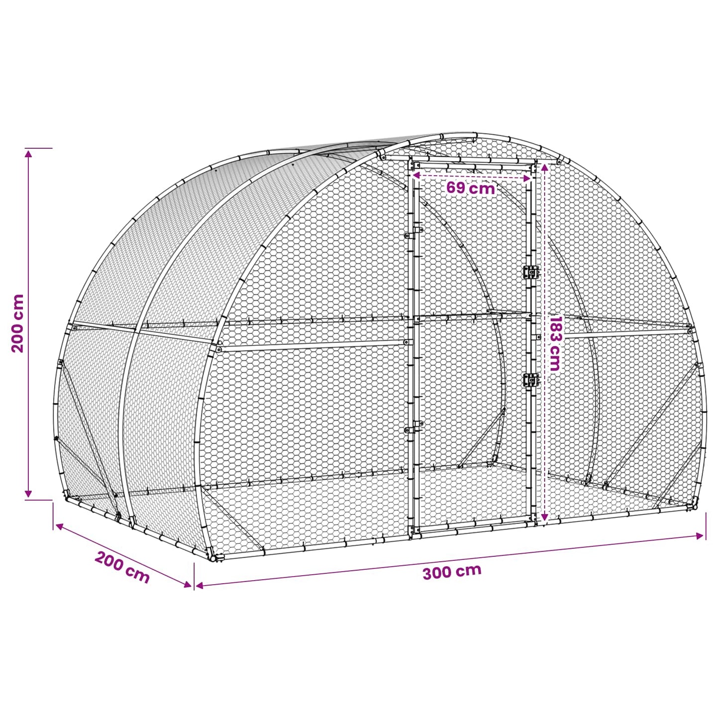 vidaXL Chicken Coop Silver 200 x 300 x 200 cm Galvanised Steel