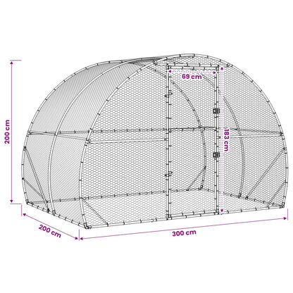 vidaXL Chicken Coop Silver 200 x 300 x 200 cm Galvanised Steel
