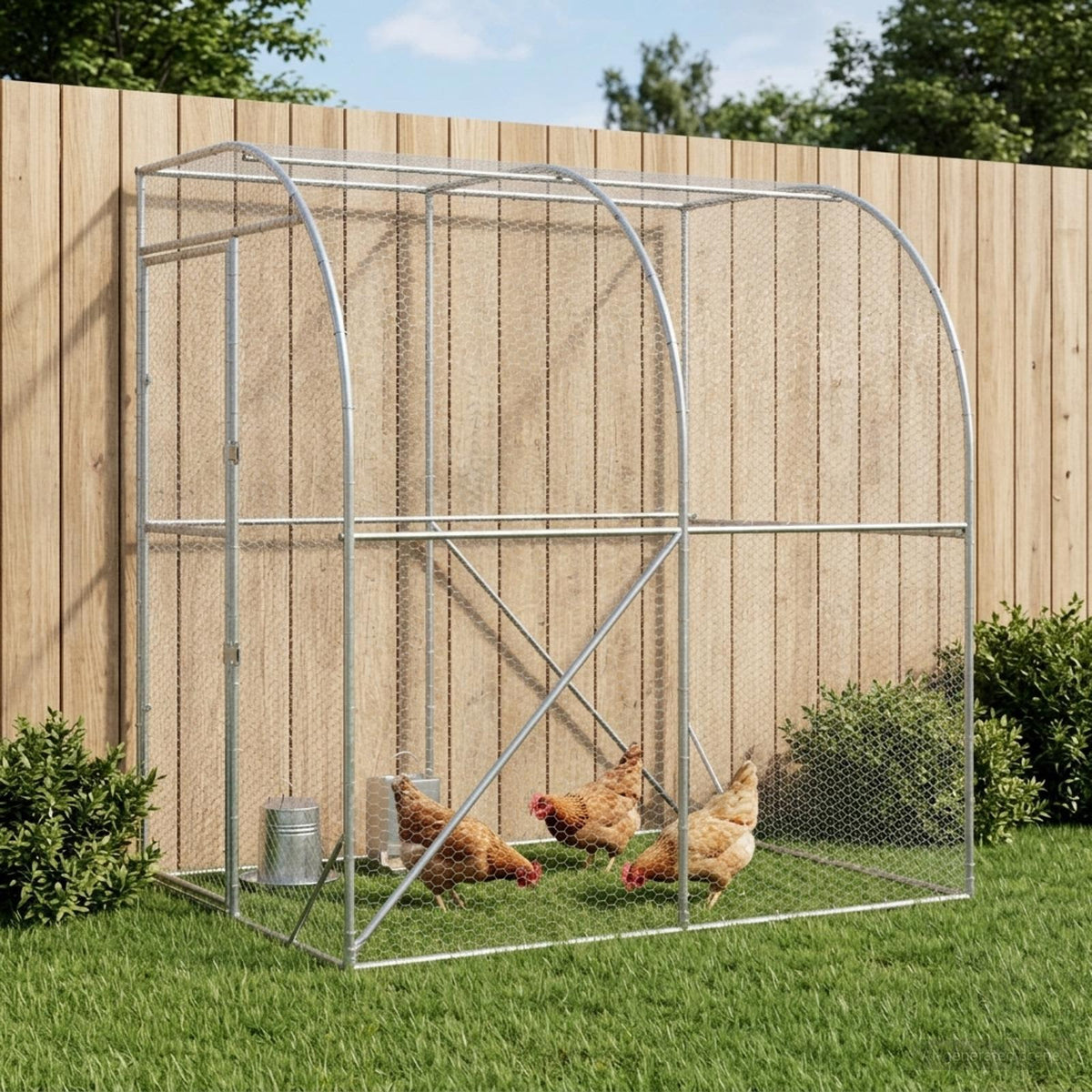vidaXL Chicken Coop Silver 200 x 100 x 215 cm Galvanised Steel