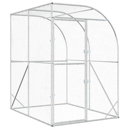 vidaXL Chicken Coop Silver 200 x 100 x 215 cm Galvanised Steel