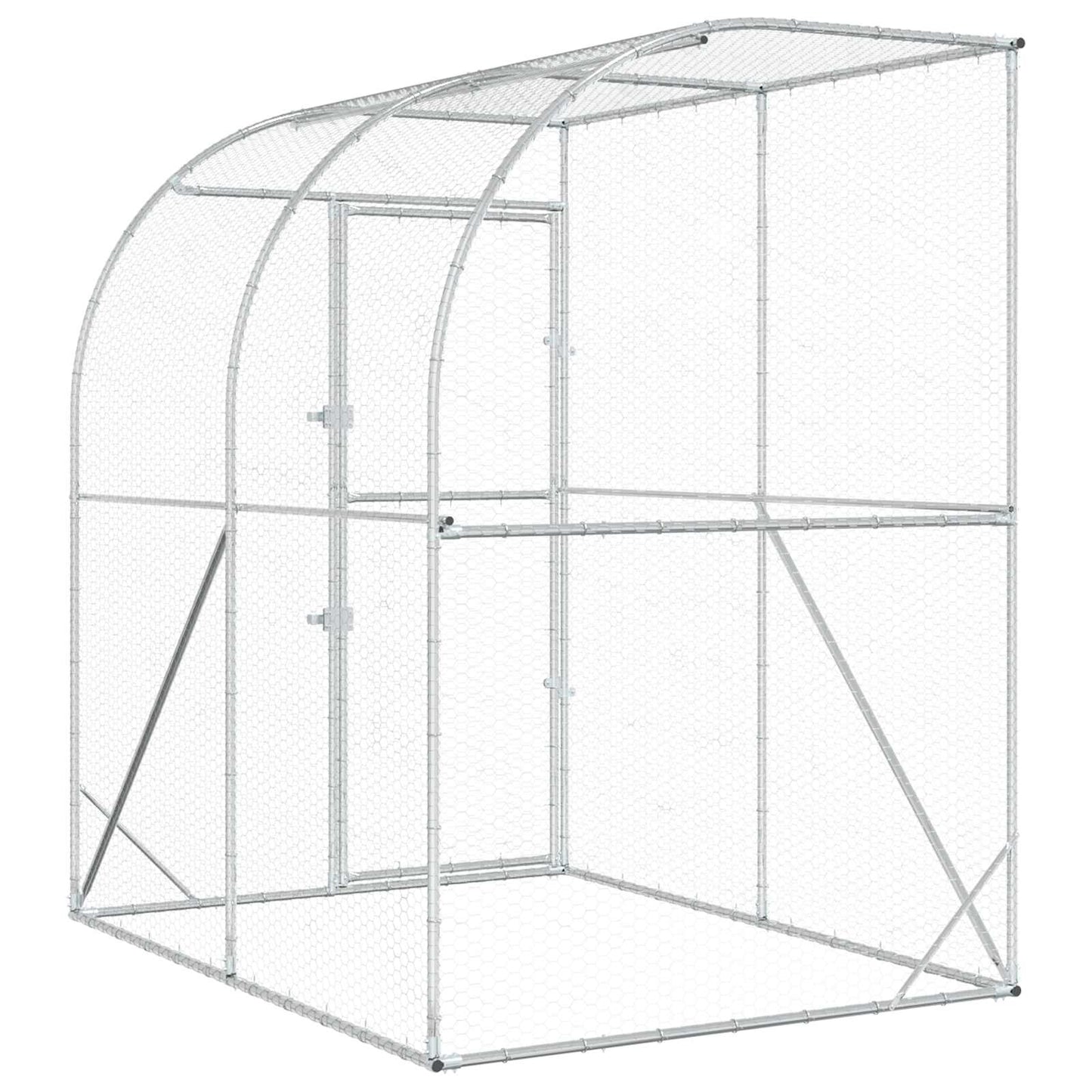 vidaXL Chicken Coop Silver 200 x 100 x 215 cm Galvanised Steel