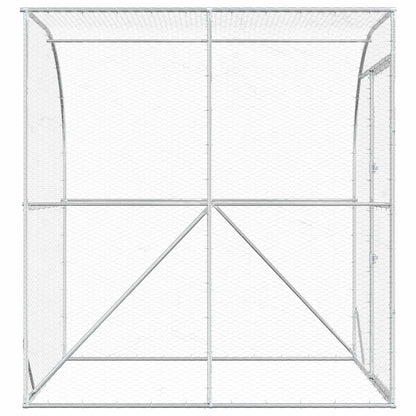vidaXL Chicken Coop Silver 200 x 100 x 215 cm Galvanised Steel
