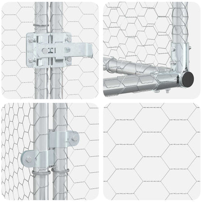 vidaXL Chicken Coop Silver 200 x 100 x 215 cm Galvanised Steel