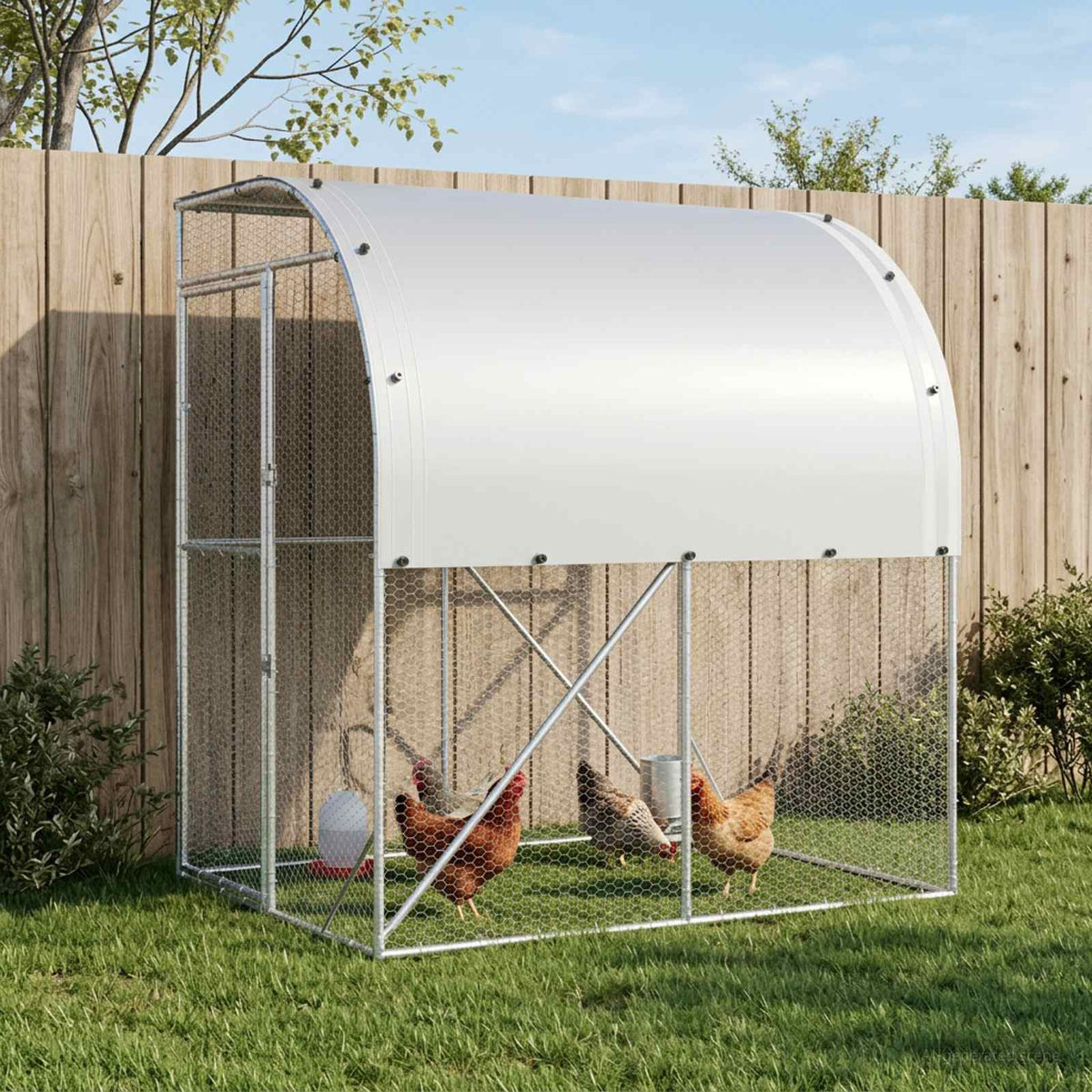 vidaXL Chicken Coop Silver 200 x 100 x 215 cm Galvanised Steel