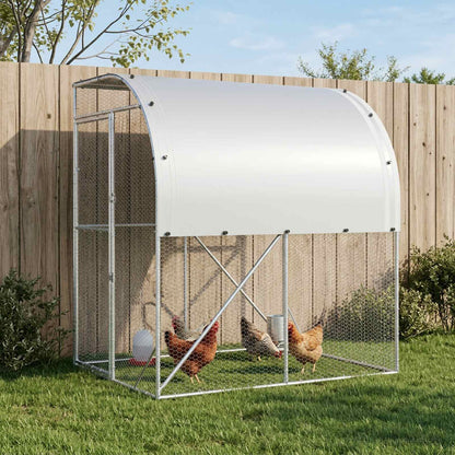 vidaXL Chicken Coop Silver 200 x 100 x 215 cm Galvanised Steel