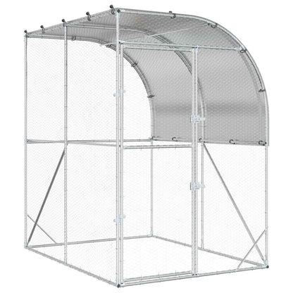 vidaXL Chicken Coop Silver 200 x 100 x 215 cm Galvanised Steel