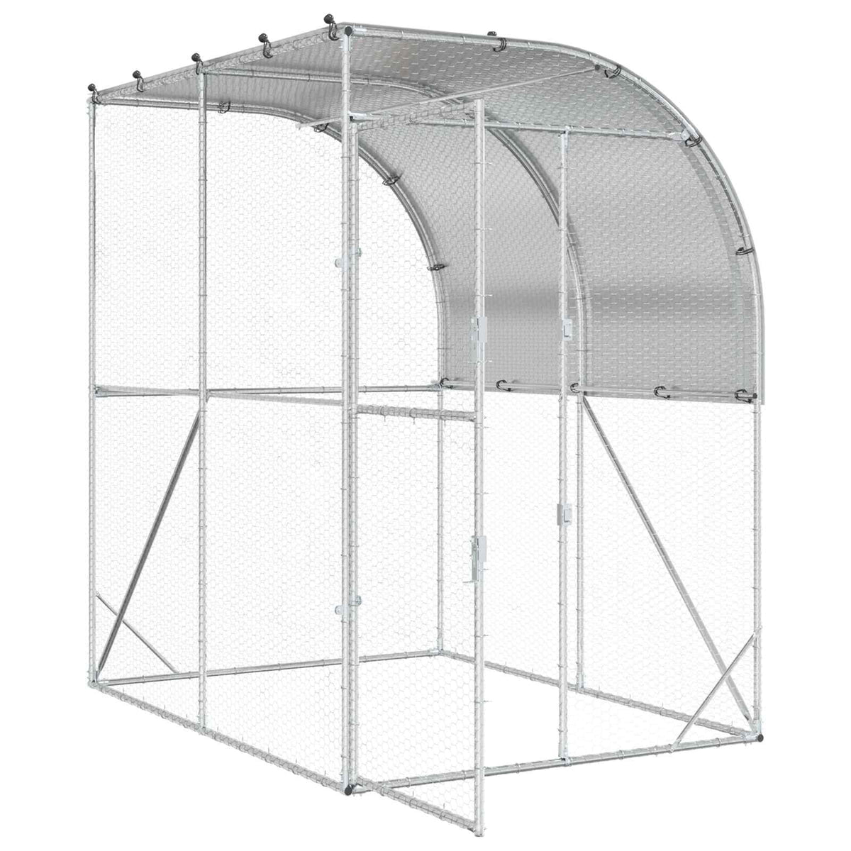 vidaXL Chicken Coop Silver 200 x 100 x 215 cm Galvanised Steel