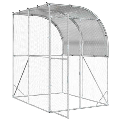 vidaXL Chicken Coop Silver 200 x 100 x 215 cm Galvanised Steel