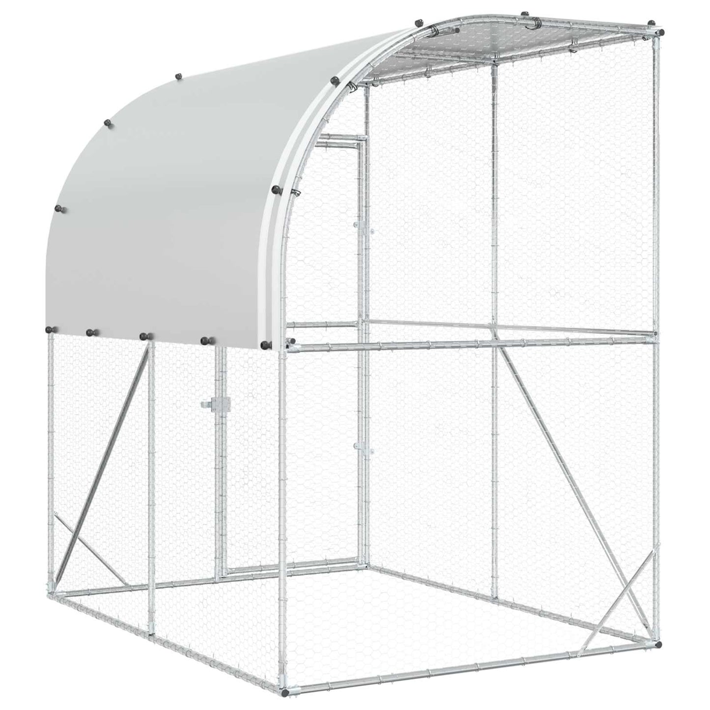 vidaXL Chicken Coop Silver 200 x 100 x 215 cm Galvanised Steel