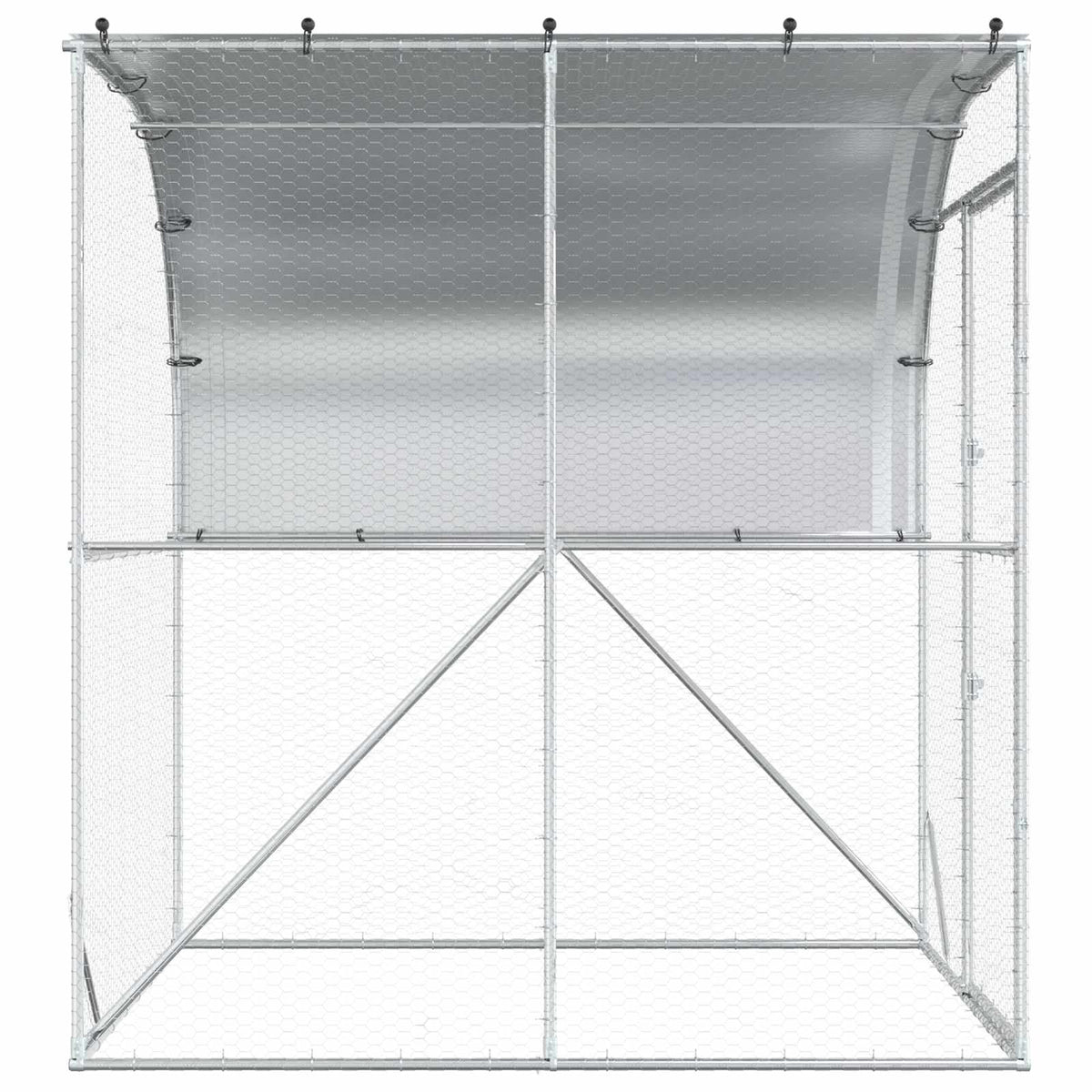 vidaXL Chicken Coop Silver 200 x 100 x 215 cm Galvanised Steel
