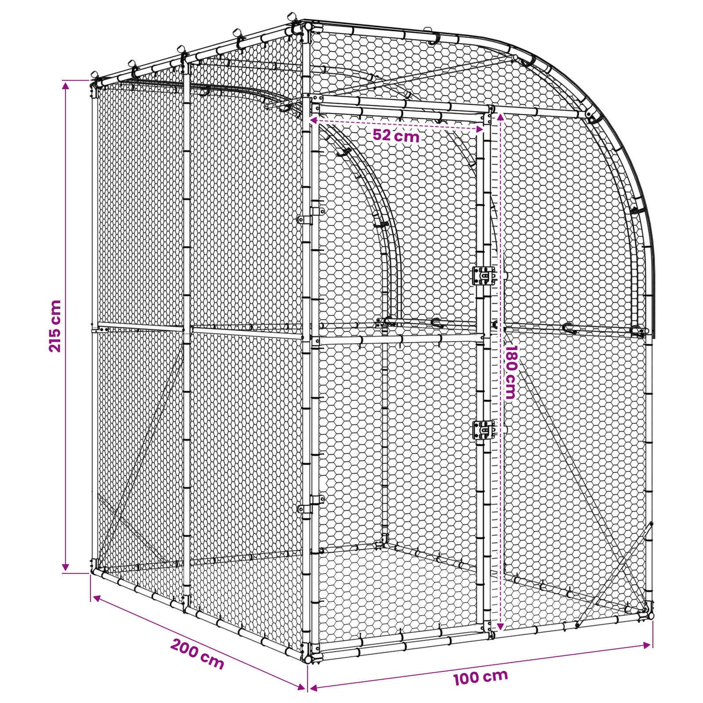 vidaXL Chicken Coop Silver 200 x 100 x 215 cm Galvanised Steel