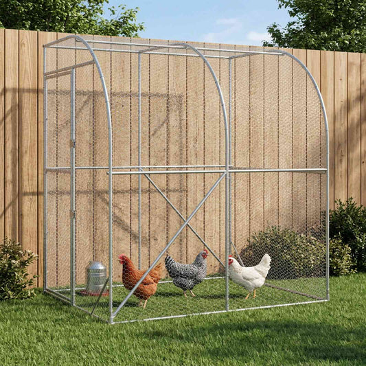vidaXL Chicken Coop Silver 200 x 150 x 215 cm Galvanised Steel