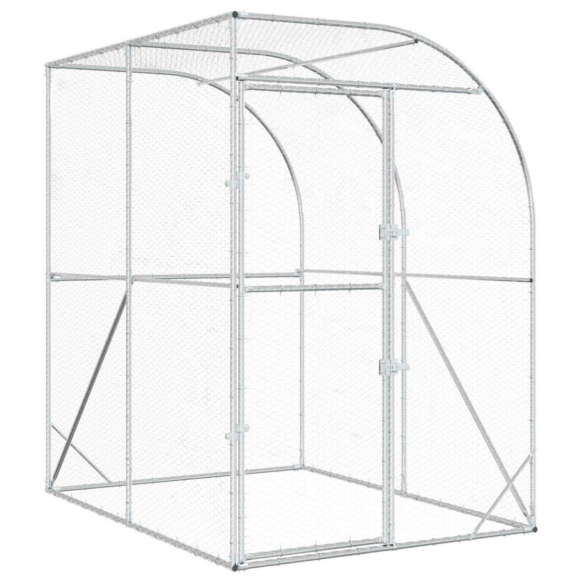 vidaXL Chicken Coop Silver 200 x 150 x 215 cm Galvanised Steel