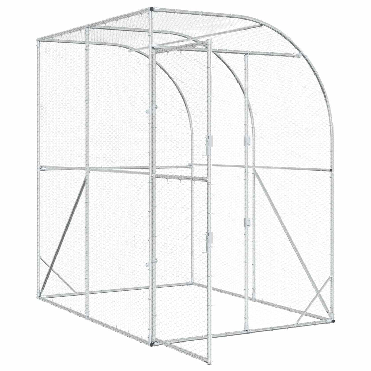 vidaXL Chicken Coop Silver 200 x 150 x 215 cm Galvanised Steel