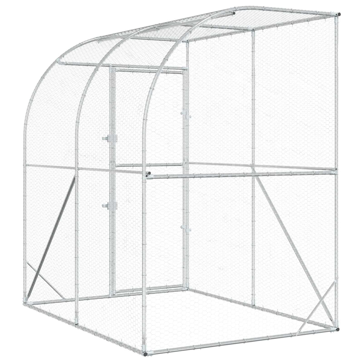 vidaXL Chicken Coop Silver 200 x 150 x 215 cm Galvanised Steel