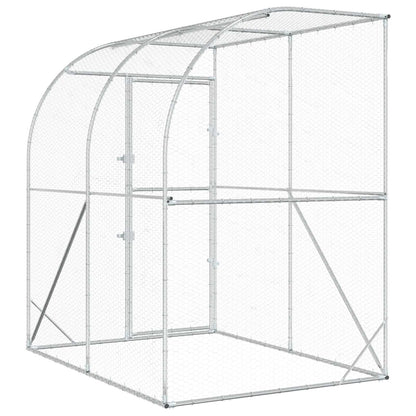 vidaXL Chicken Coop Silver 200 x 150 x 215 cm Galvanised Steel