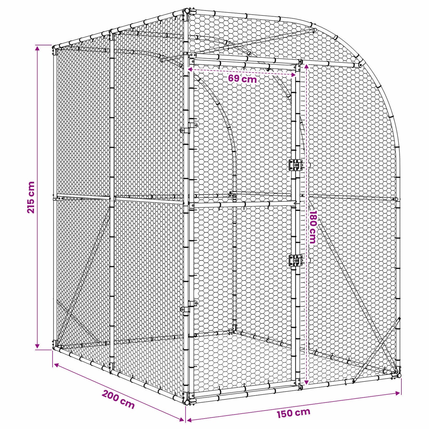vidaXL Chicken Coop Silver 200 x 150 x 215 cm Galvanised Steel