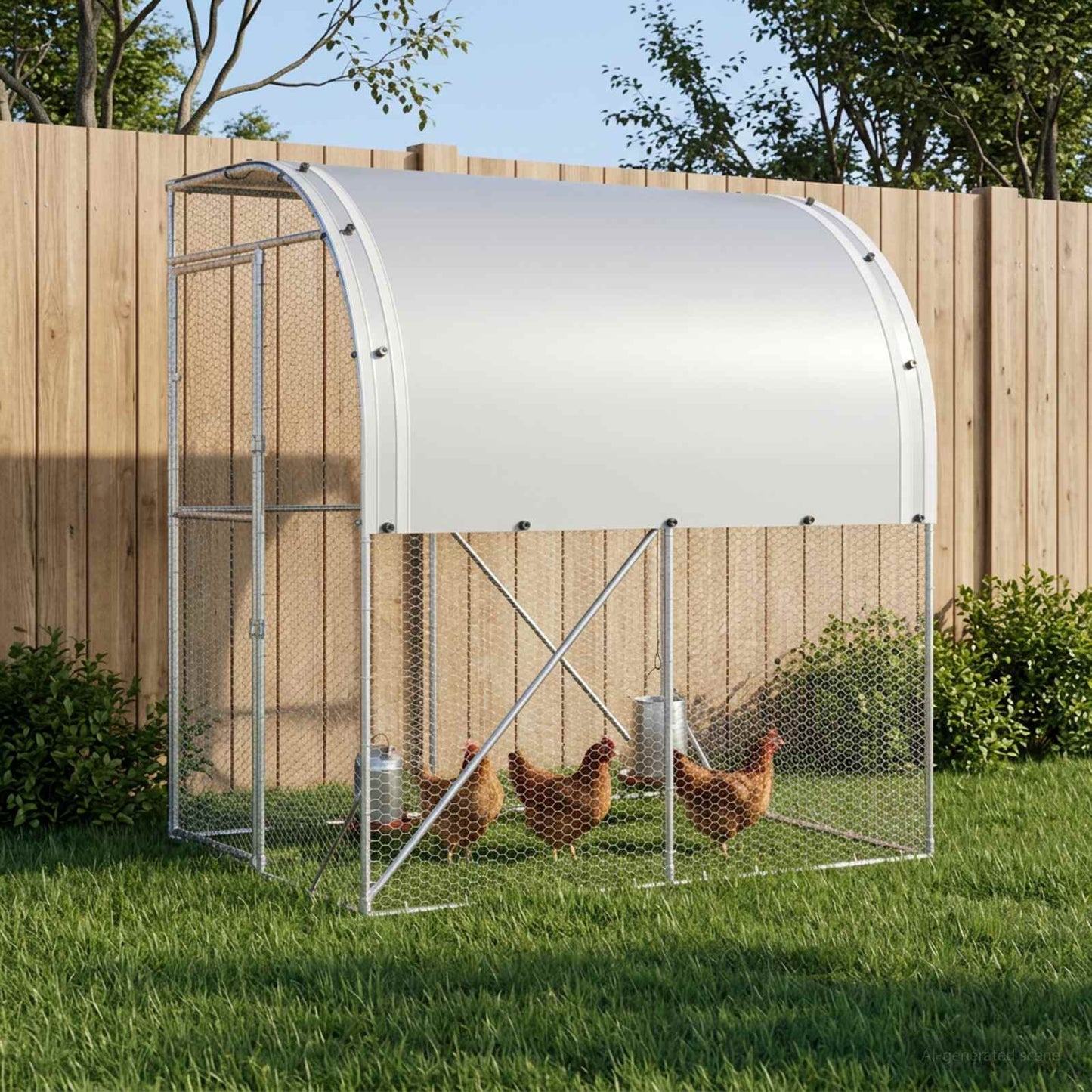 vidaXL Chicken Coop Silver 200 x 150 x 215 cm Galvanised Steel