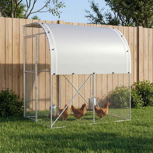 vidaXL Chicken Coop Silver 200 x 150 x 215 cm Galvanised Steel