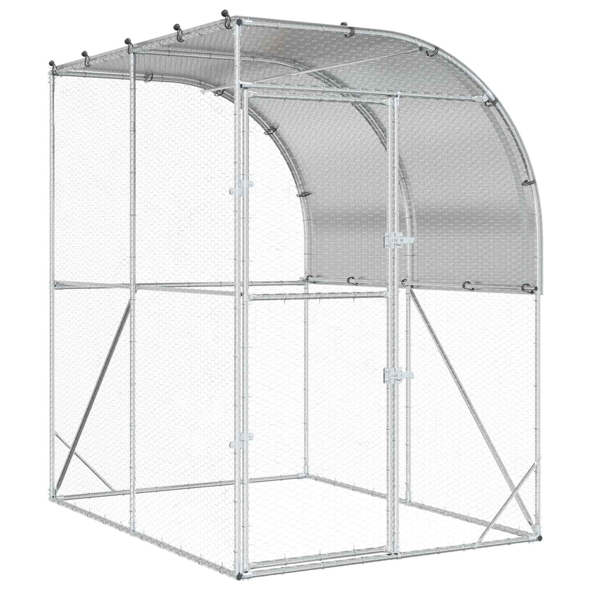 vidaXL Chicken Coop Silver 200 x 150 x 215 cm Galvanised Steel