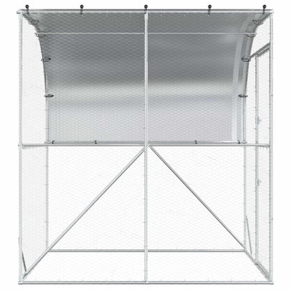 vidaXL Chicken Coop Silver 200 x 150 x 215 cm Galvanised Steel