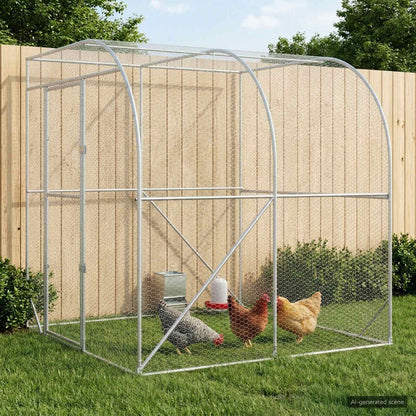 vidaXL Chicken Coop Silver 200 x 200 x 215 cm Galvanised Steel