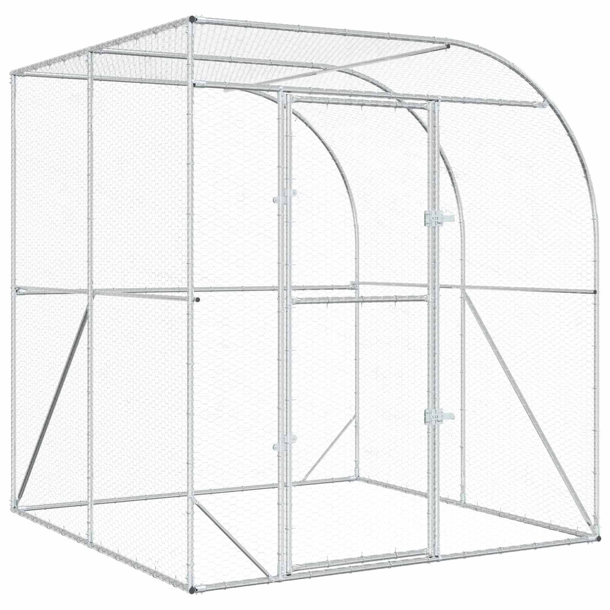 vidaXL Chicken Coop Silver 200 x 200 x 215 cm Galvanised Steel