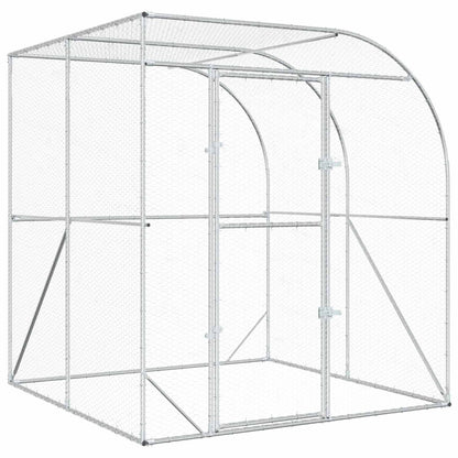 vidaXL Chicken Coop Silver 200 x 200 x 215 cm Galvanised Steel