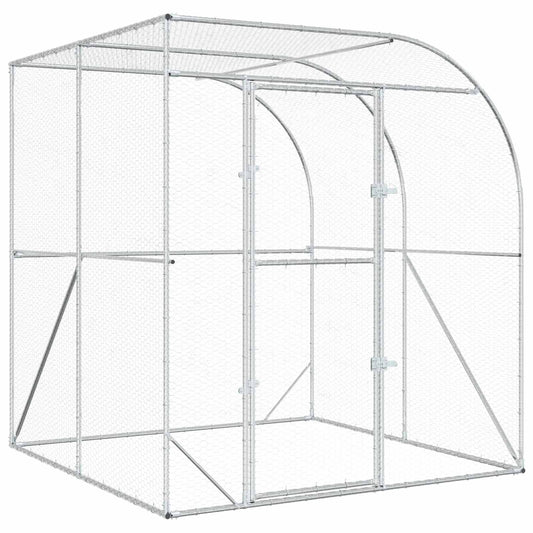 vidaXL Chicken Coop Silver 200 x 200 x 215 cm Galvanised Steel
