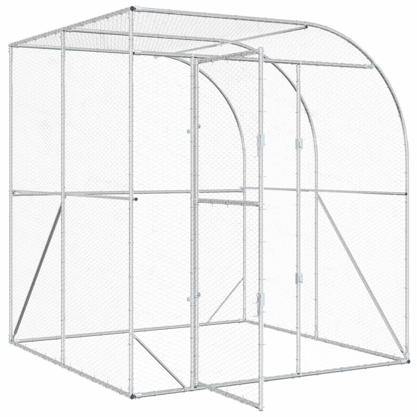 vidaXL Chicken Coop Silver 200 x 200 x 215 cm Galvanised Steel