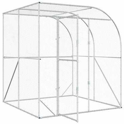 vidaXL Chicken Coop Silver 200 x 200 x 215 cm Galvanised Steel