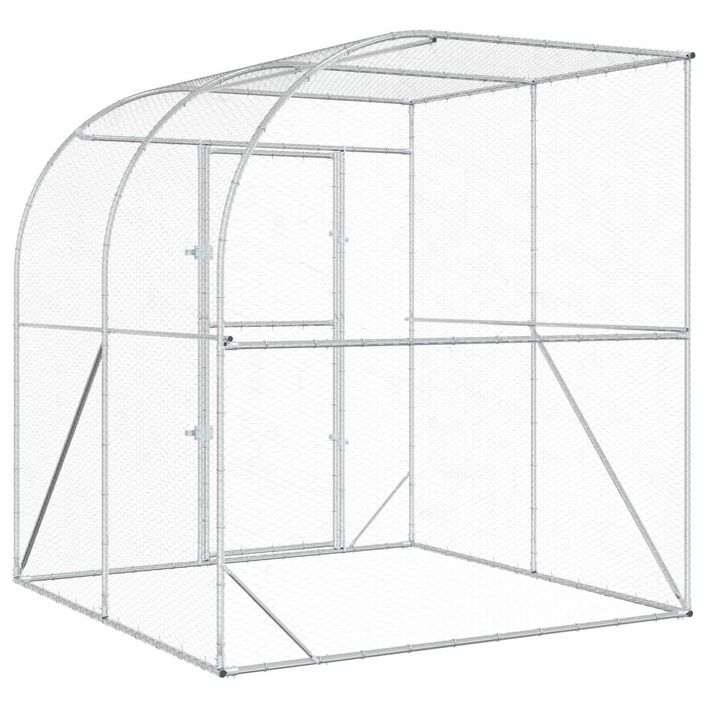 vidaXL Chicken Coop Silver 200 x 200 x 215 cm Galvanised Steel