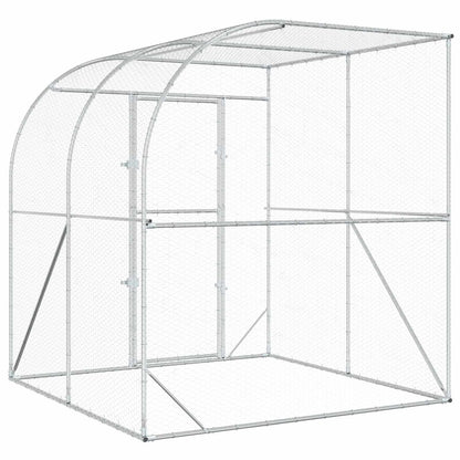 vidaXL Chicken Coop Silver 200 x 200 x 215 cm Galvanised Steel