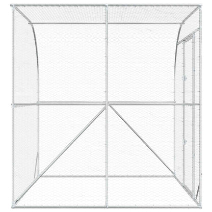 vidaXL Chicken Coop Silver 200 x 200 x 215 cm Galvanised Steel