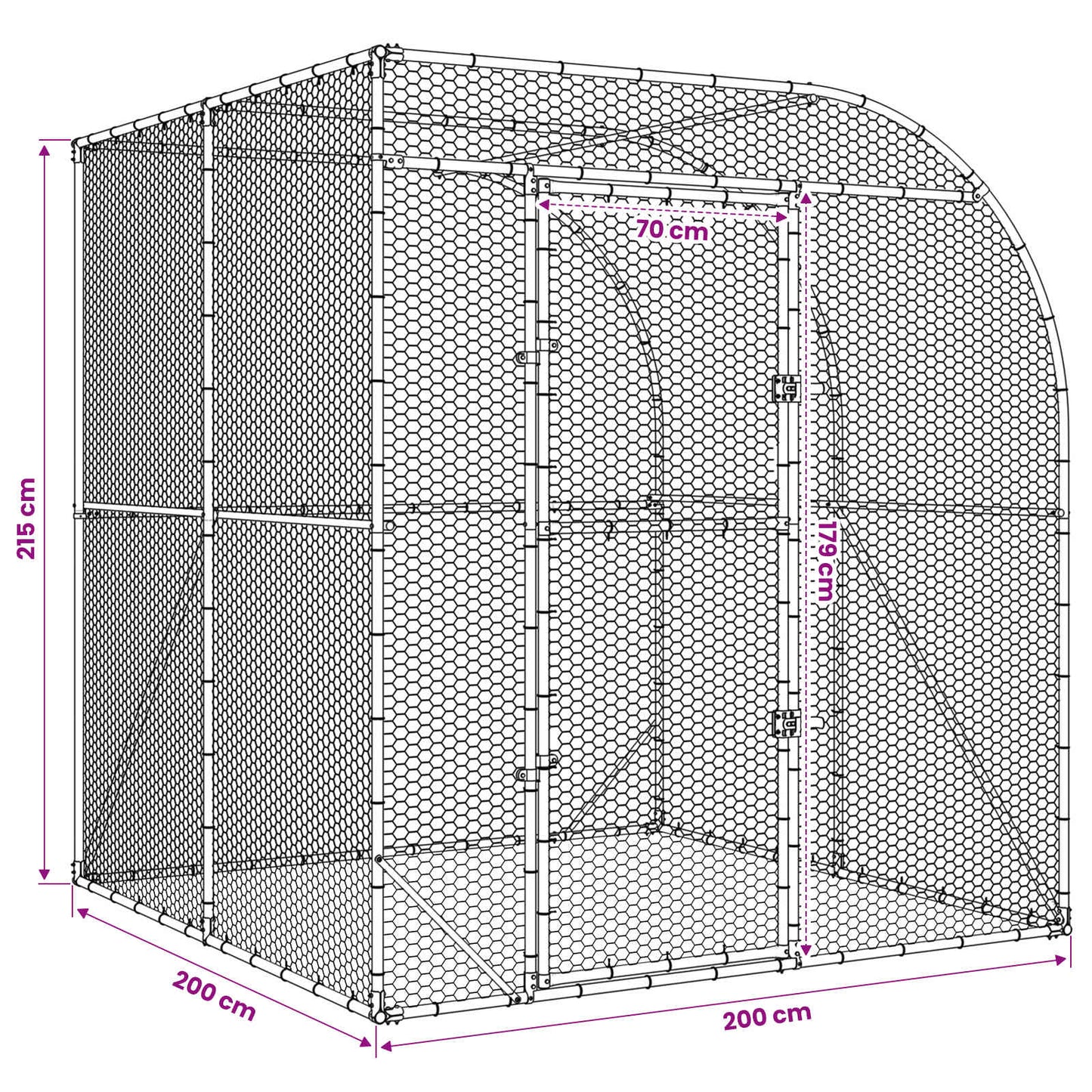 vidaXL Chicken Coop Silver 200 x 200 x 215 cm Galvanised Steel