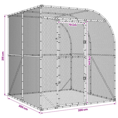 vidaXL Chicken Coop Silver 200 x 200 x 215 cm Galvanised Steel