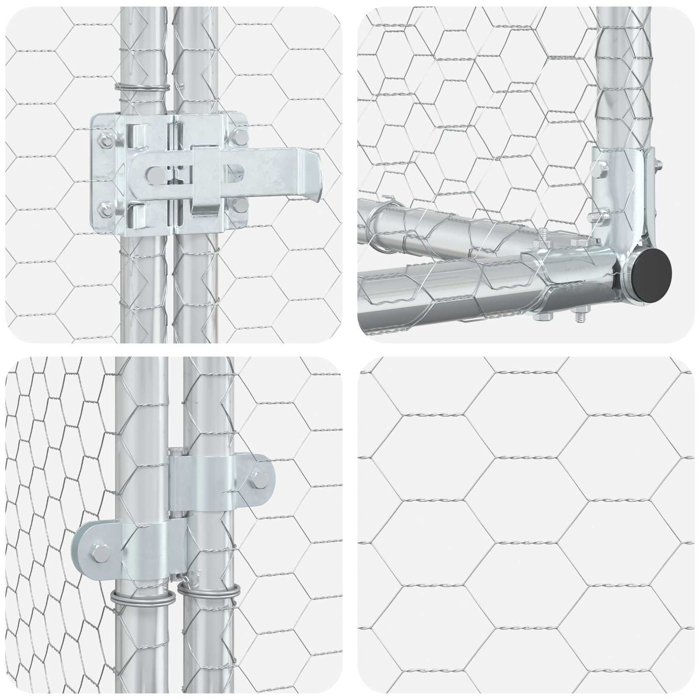 vidaXL Chicken Coop Silver 200 x 200 x 215 cm Galvanised Steel