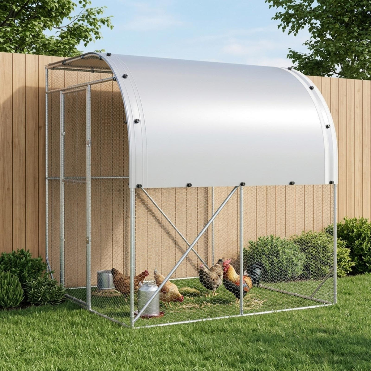 vidaXL Chicken Coop Silver 200 x 200 x 215 cm Galvanised Steel
