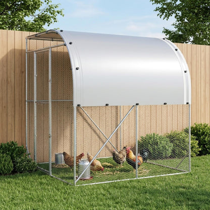 vidaXL Chicken Coop Silver 200 x 200 x 215 cm Galvanised Steel