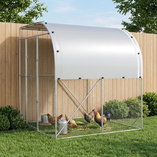 vidaXL Chicken Coop Silver 200 x 200 x 215 cm Galvanised Steel