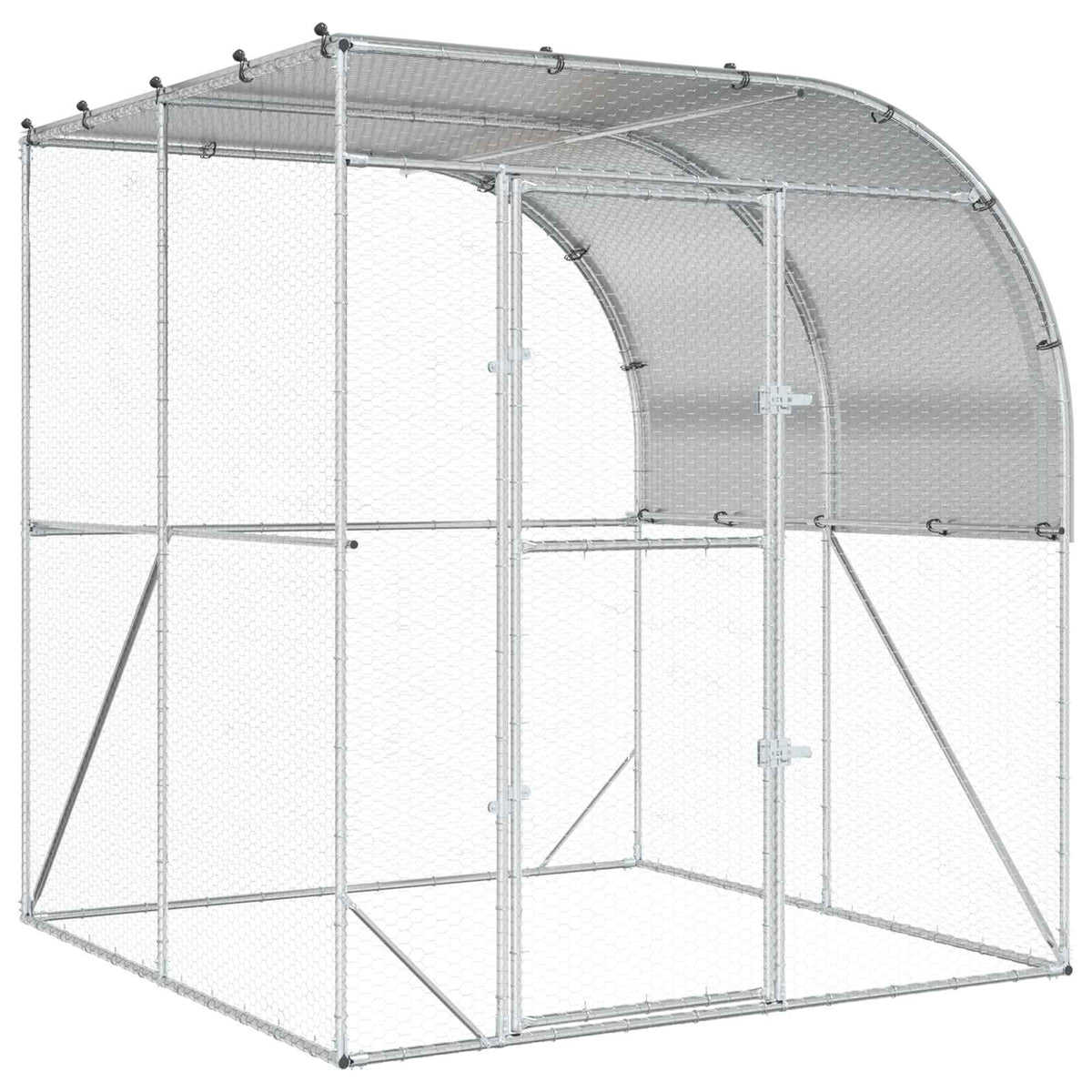 vidaXL Chicken Coop Silver 200 x 200 x 215 cm Galvanised Steel